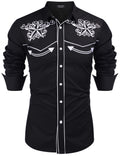 COOFANDY Men's Western Shirts Long Sleeve Embroideres Cowboy Shirts Casual Button Down Shirt