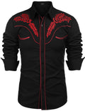 COOFANDY Men's Western Shirts Long Sleeve Embroideres Cowboy Shirts Casual Button Down Shirt