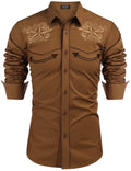 COOFANDY Men's Western Shirts Long Sleeve Embroideres Cowboy Shirts Casual Button Down Shirt