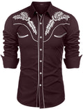 COOFANDY Men's Western Shirts Long Sleeve Embroideres Cowboy Shirts Casual Button Down Shirt