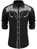 COOFANDY Men's Western Shirts Long Sleeve Embroideres Cowboy Shirts Casual Button Down Shirt