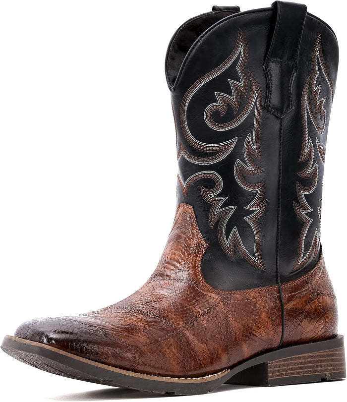 IUV Cowboy Boots Men Square Toe Western Boots