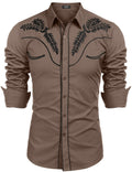 COOFANDY Men's Western Shirts Long Sleeve Embroideres Cowboy Shirts Casual Button Down Shirt