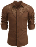 COOFANDY Men's Western Shirts Long Sleeve Embroideres Cowboy Shirts Casual Button Down Shirt
