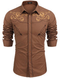 COOFANDY Men's Western Shirts Long Sleeve Embroideres Cowboy Shirts Casual Button Down Shirt