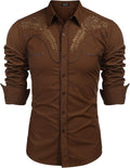 COOFANDY Men's Western Shirts Long Sleeve Embroideres Cowboy Shirts Casual Button Down Shirt