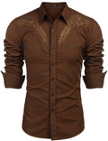 COOFANDY Men's Western Shirts Long Sleeve Embroideres Cowboy Shirts Casual Button Down Shirt
