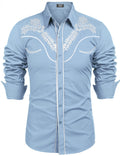 COOFANDY Men's Western Shirts Long Sleeve Embroideres Cowboy Shirts Casual Button Down Shirt
