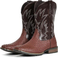IUV Cowboy Boots For Men Western Ostrich Wide Embroidered Pull On Boots