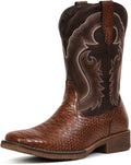 IUV Cowboy Boots for Men Western Boots Square Toe Mid Calf Cowboy Boot