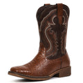 IUV Cowboy Boots for Men Western Boots Square Toe Mid Calf Cowboy Boot