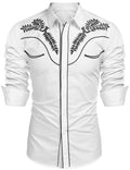 COOFANDY Men's Western Shirts Long Sleeve Embroideres Cowboy Shirts Casual Button Down Shirt