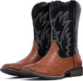 IUV Cowboy Boots For Men Western Ostrich Wide Embroidered Pull On Boots
