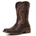 IUV Cowboy Boots for Men Western Boots Square Toe Mid Calf Cowboy Boot