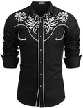 COOFANDY Men's Western Shirts Long Sleeve Embroideres Cowboy Shirts Casual Button Down Shirt
