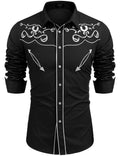 COOFANDY Men's Western Shirts Long Sleeve Embroideres Cowboy Shirts Casual Button Down Shirt