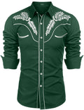 COOFANDY Men's Western Shirts Long Sleeve Embroideres Cowboy Shirts Casual Button Down Shirt