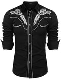 COOFANDY Men's Western Shirts Long Sleeve Embroideres Cowboy Shirts Casual Button Down Shirt