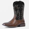IUV Cowboy Boots For Men Western Ostrich Wide Embroidered Pull On Boots