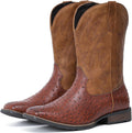 IUV Cowboy Boots For Men Western Ostrich Wide Embroidered Pull On Boots