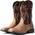 IUV Cowboy Boots For Men Western Ostrich Wide Embroidered Pull On Boots