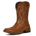 IUV Cowboy Boots for Men Western Boots Square Toe Mid Calf Cowboy Boot