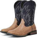 IUV Cowboy Boots For Men Western Ostrich Wide Embroidered Pull On Boots