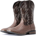 IUV Cowboy Boots For Men Western Ostrich Wide Embroidered Pull On Boots